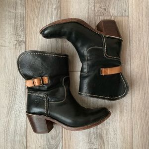 Frye Black and Tan leather boots